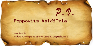 Poppovits Valéria névjegykártya